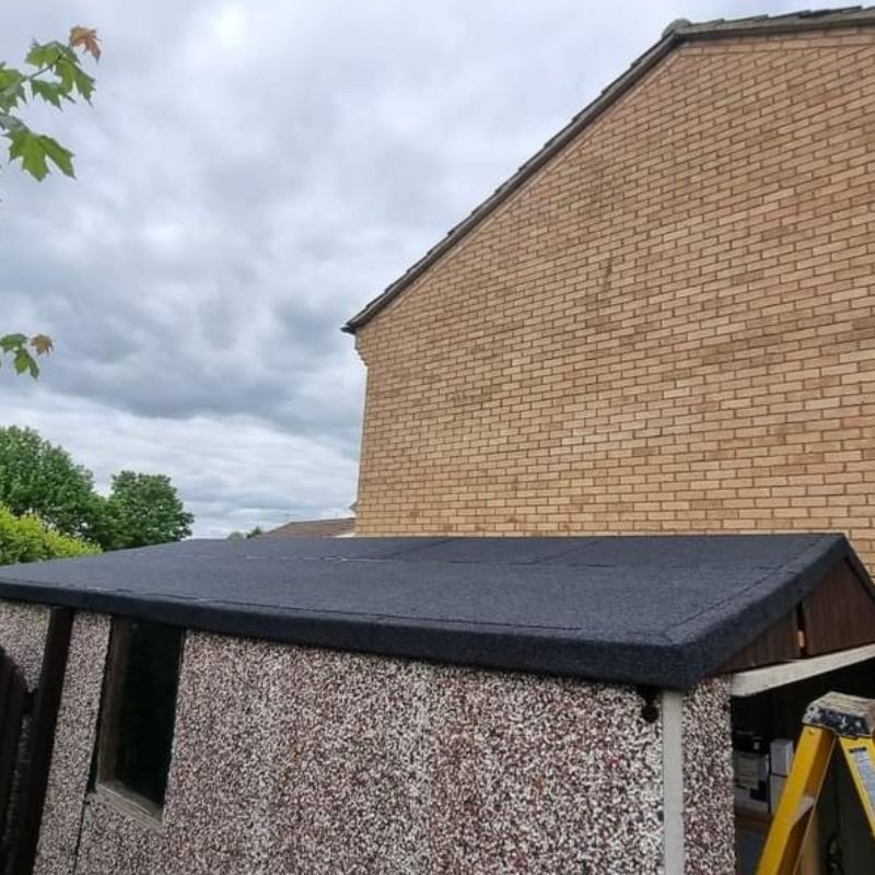 Garage corrugated roof refelted - Strictly Fascias and Roofing Gallery